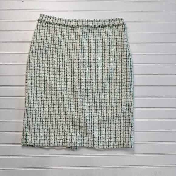 Ann Taylor Green Tweed Pencil Skirt I13 - Picture 1 of 6